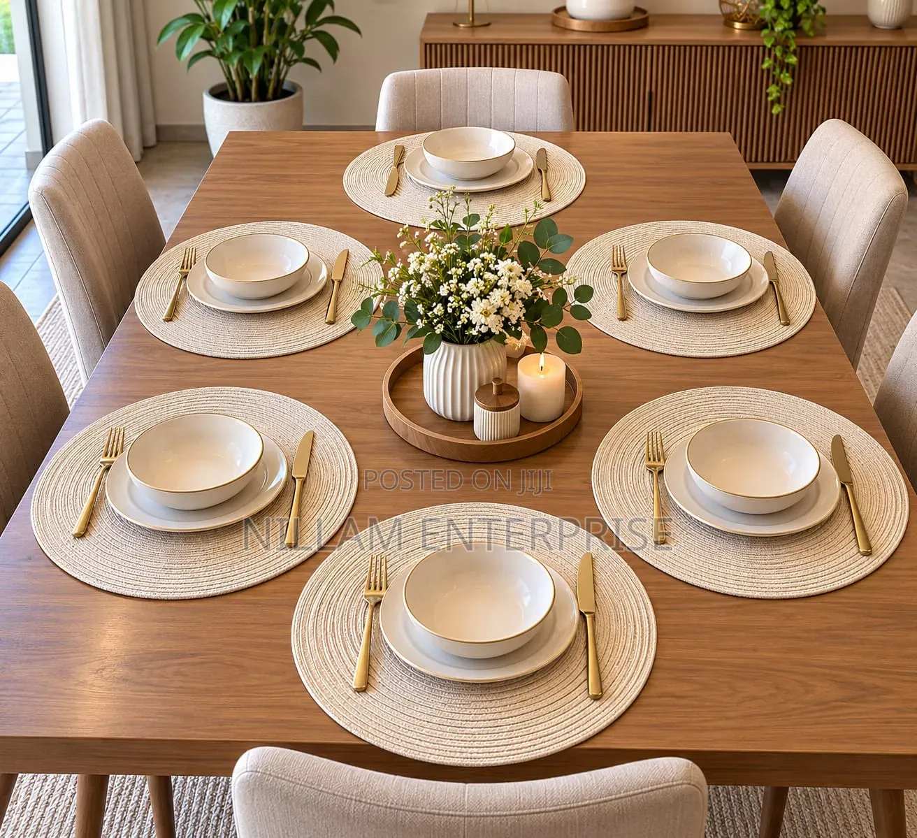 6pcs Elegant Round Woven Placemats