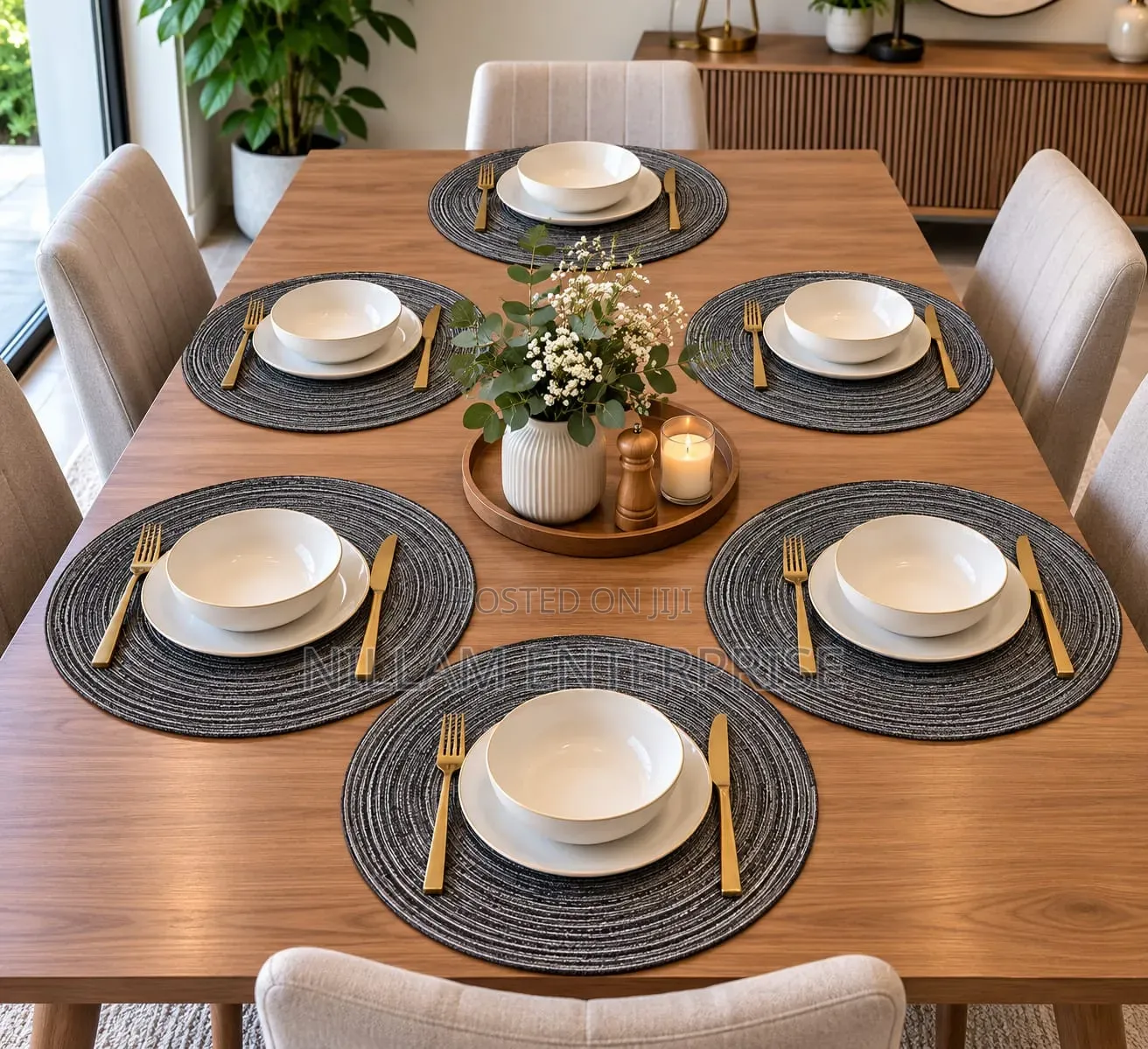 6pcs Elegant Round Woven Placemats