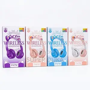 Cat Ear Wireless Headphones RGB LED Light P47M Bluetooth Headset