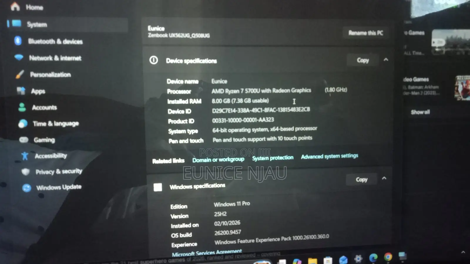 Laptop Asus 8GB AMD Ryzen 7 SSD 250GB