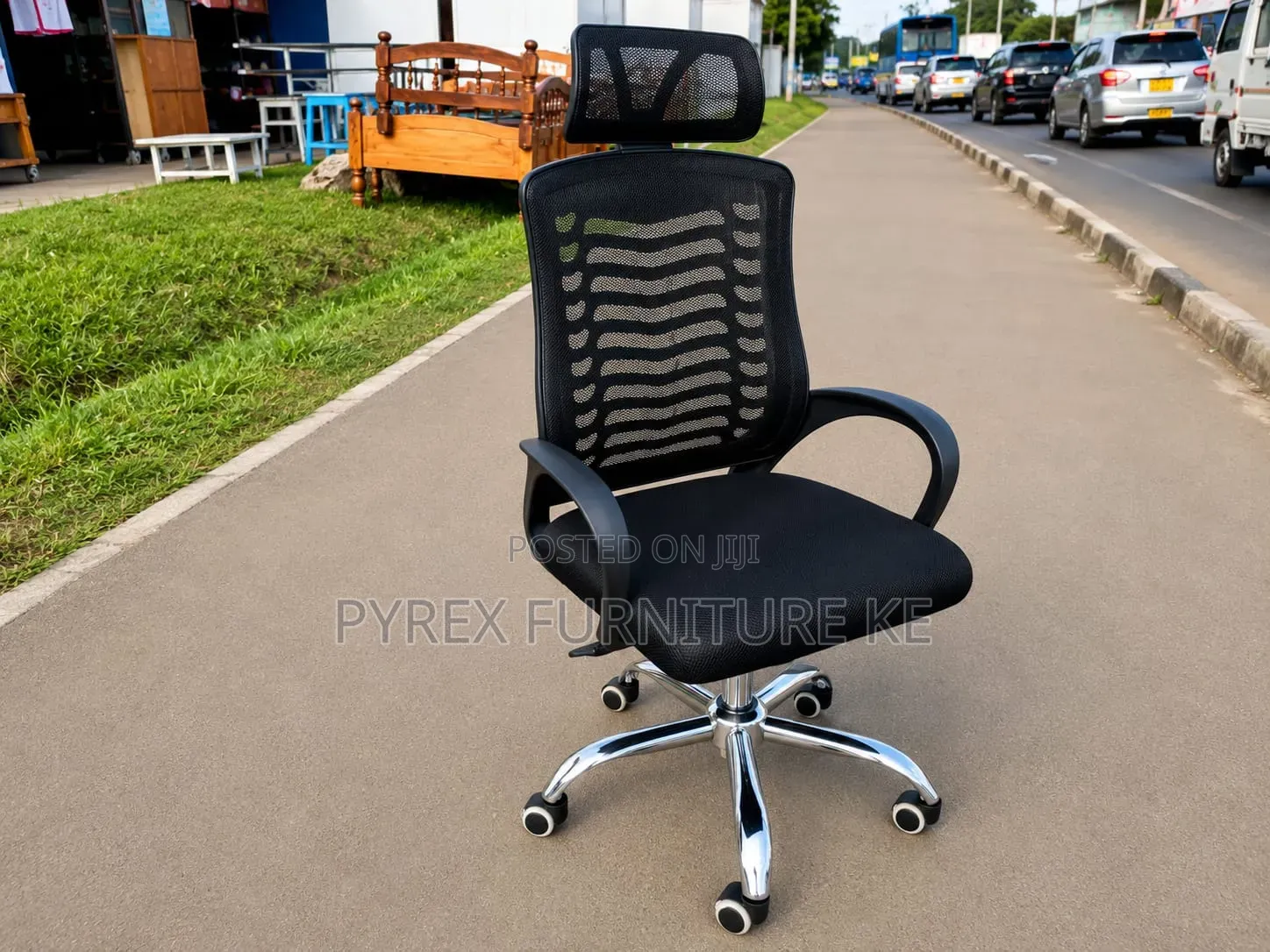 Black Mesh With Headrest