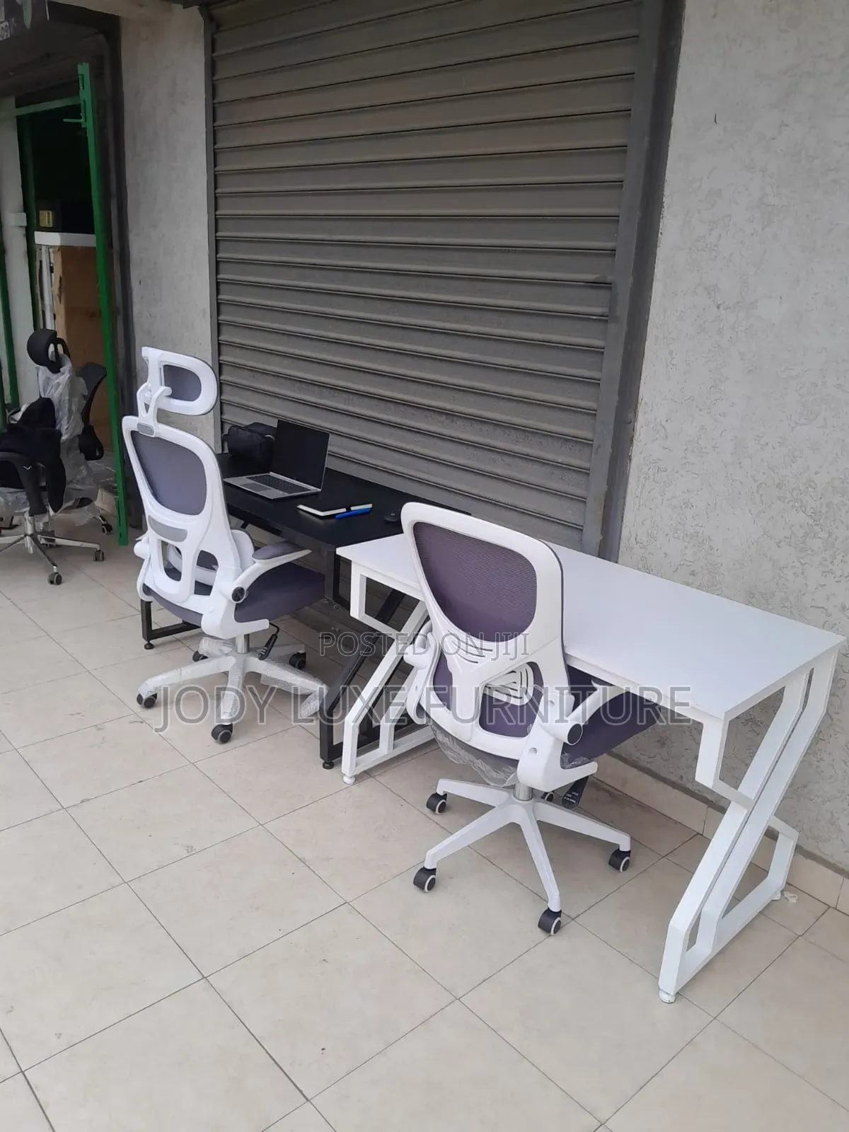 Study Desk and High White Chair