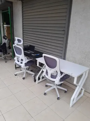 Study Desk and High White Chair