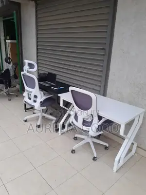 Study Desk and High White Chair