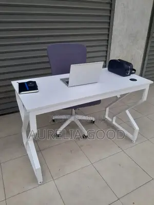Metallic Office Desk With White MDF Top