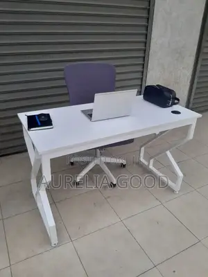 Metallic Office Desk With White MDF Top