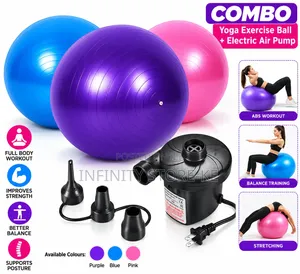Inflatable Gym Stability Ball and Electric Air Pump Set for Yoga,