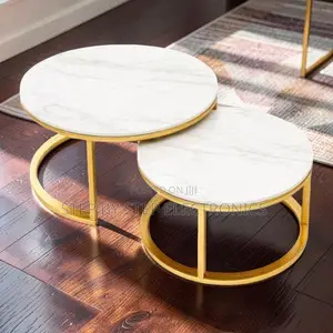 Living Space Marble Nesting Coffee Table Set With Gold Metal Frame