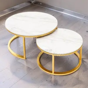 Living Space Marble Nesting Coffee Table Set With Gold Metal Frame