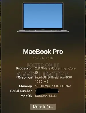 Laptop Apple MacBook Pro 2019 16GB Intel Core i9 SSD 1T