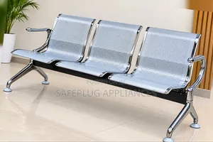 Strong Stainless-Look 3-Seater Metal Public Waiting Chair