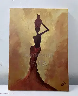 Hand-Painted African Woman Silhouette | Original Acrylic Canvas Art.