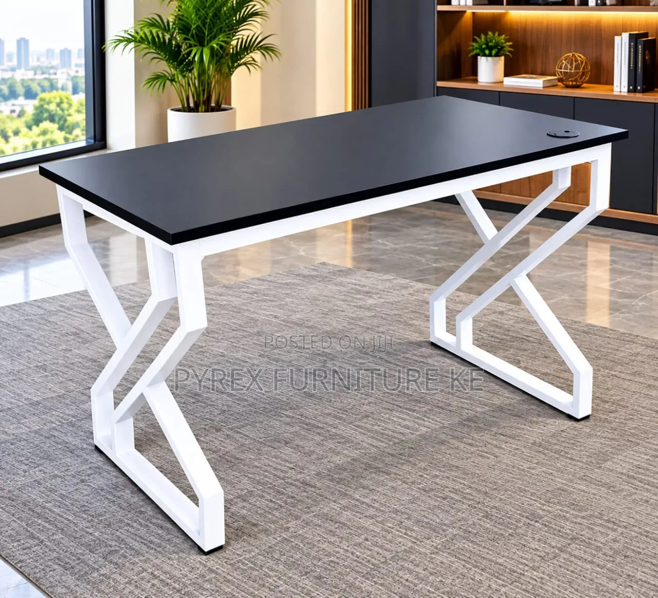 1.4M Black Office Desk