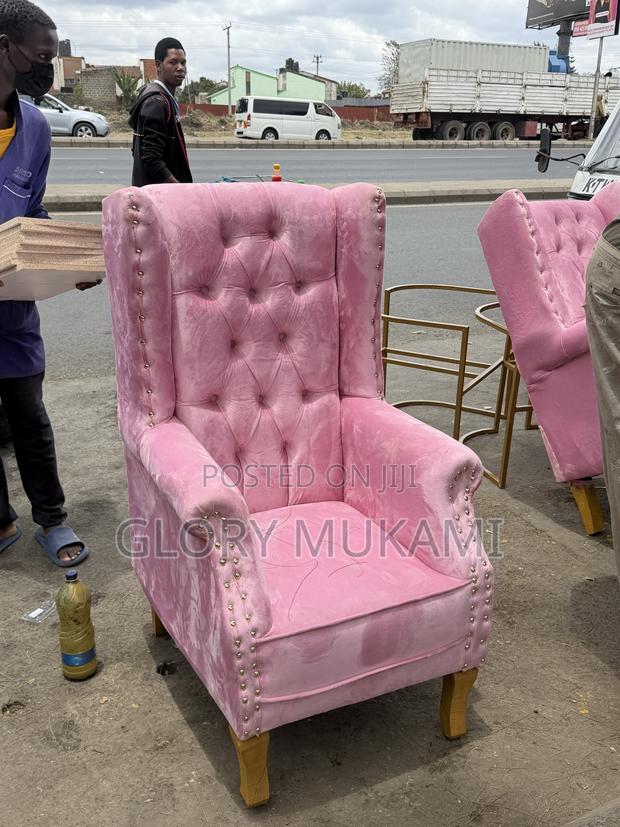Pink Velvet King Size Pedicure Seat With Gold Frame