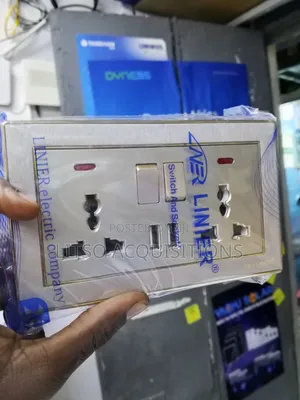 Liner Universal Wall Socket With 2 USB Charging Ports and Switches