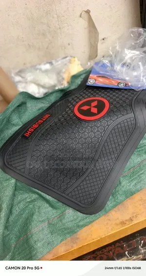 Mitsubishi Red Emblem &Lettering Floor Antislip Surface Mats