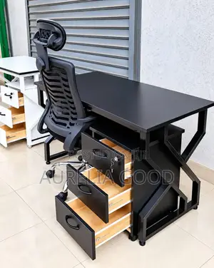 Metallic Office Desk With Drawer-Compact Workspace Solution