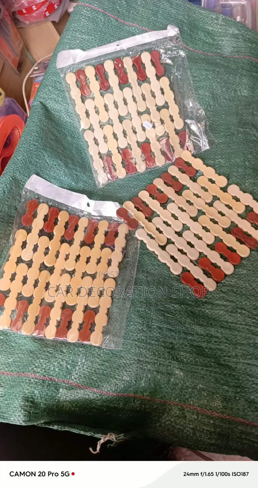 3pcs Bamboo Block Trivets Mat Linked Together for Dining Tables