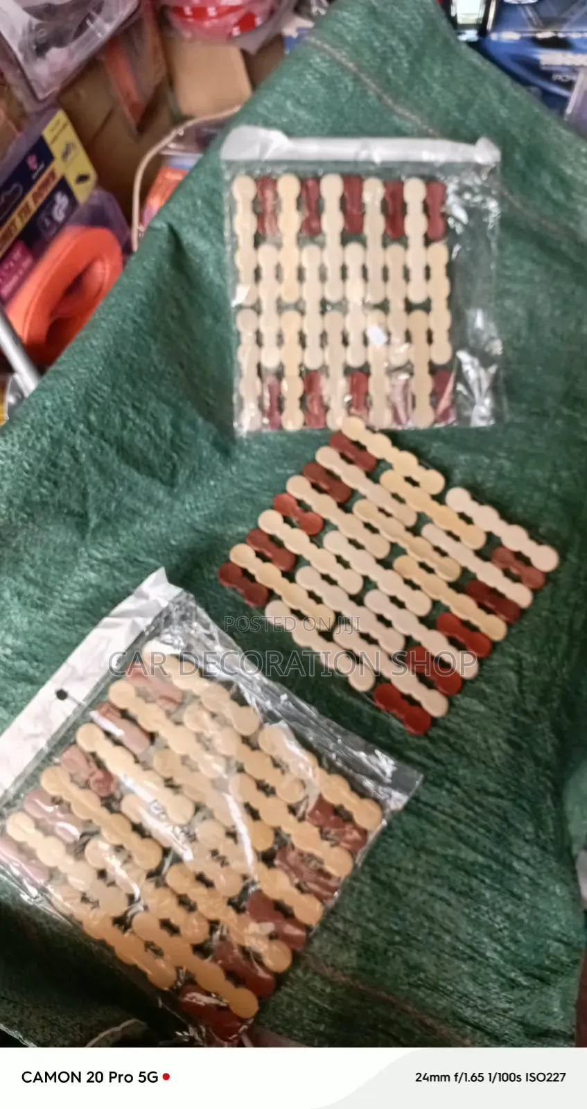 3pcs Bamboo Block Trivets Mat Linked Together for Dining Tables