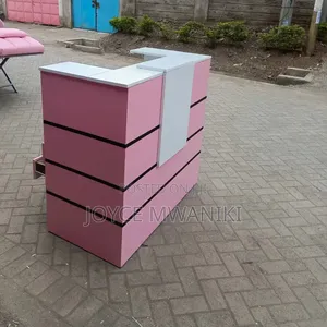 Salon Reception Desk or Office Desk White and Pink