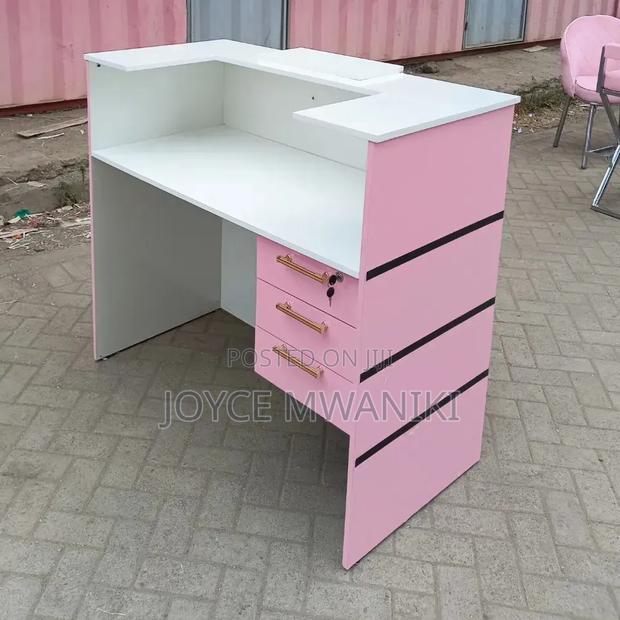 Salon Reception Desk or Office Desk White and Pink - thumbnail 2