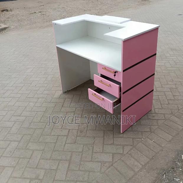 Salon Reception Desk or Office Desk White and Pink - thumbnail 3