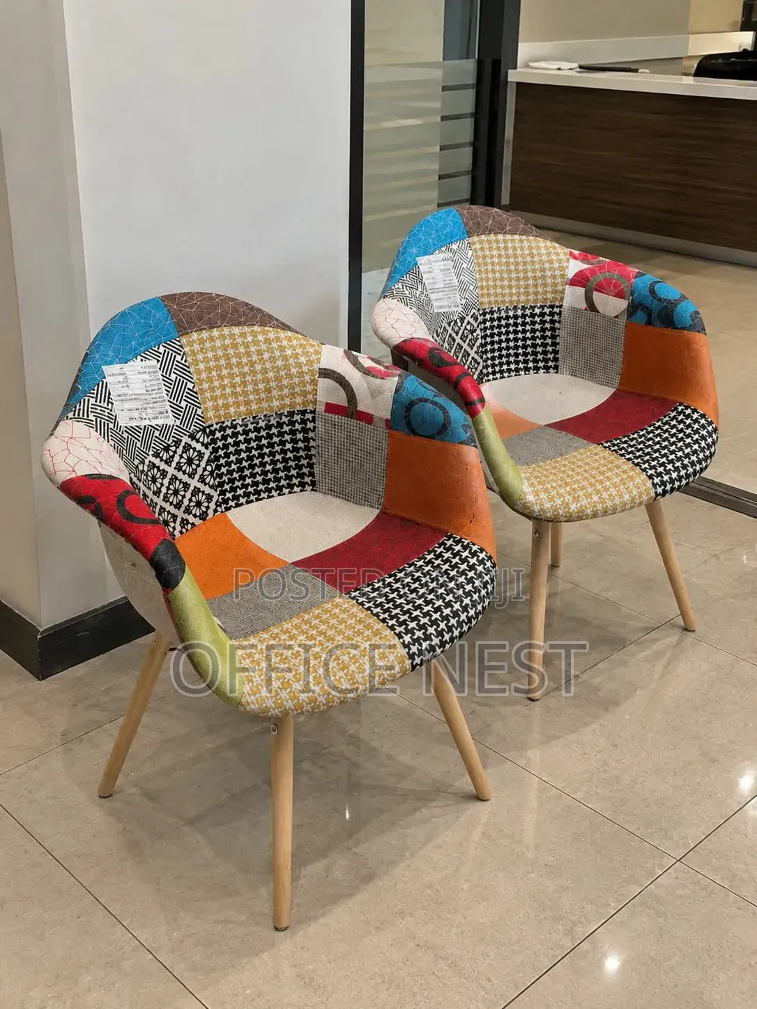 Modern Patchwork Accent Chairs – Fabric Armchairs