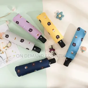 Cute Fully Automatic Black Coating Sunscreen Bear Umbrella