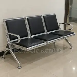 Black Three-Seater Waiting Bench