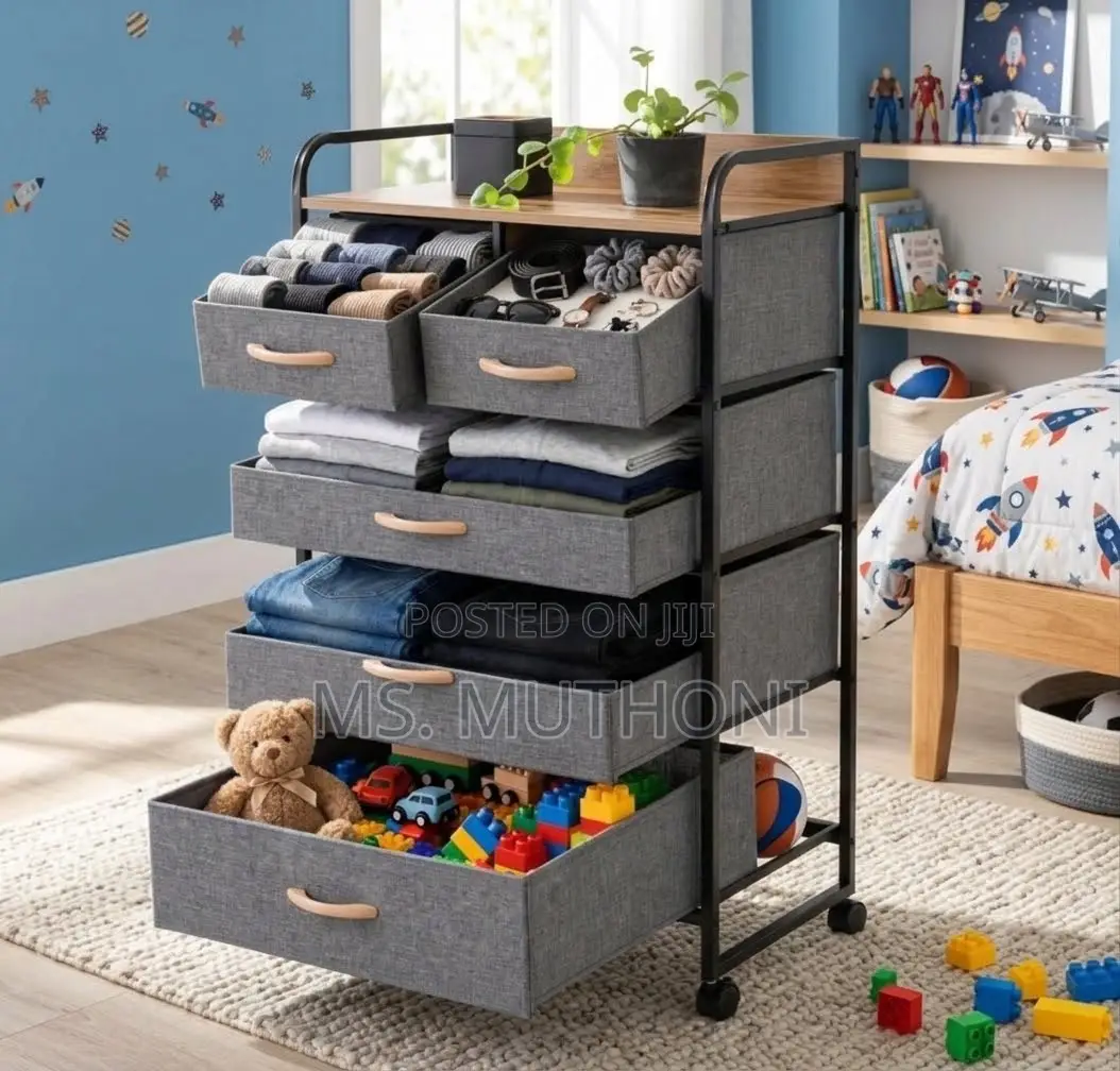 5-Drawer Fabric Storage Tower on Wheels