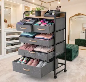 5-Drawer Rolling Fabric Chest