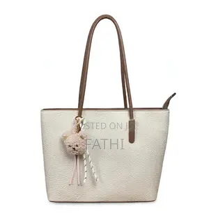 Fashion Tote Bag With Bear Charm - Large PU Leather - Eastleigh