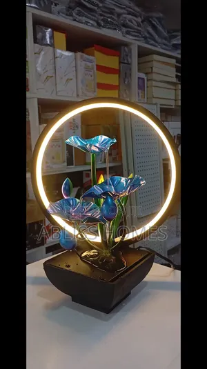 Tabletop Water Fountain With LED Ring Lights *