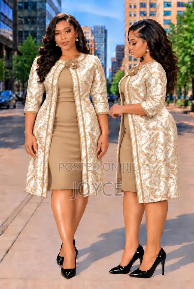 Fitting Plain Dress With a Long Flowered Cover Up - thumbnail 3