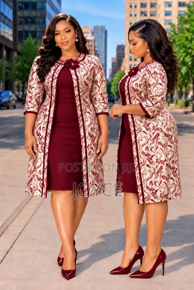 Fitting Plain Dress With a Long Flowered Cover Up - thumbnail 4