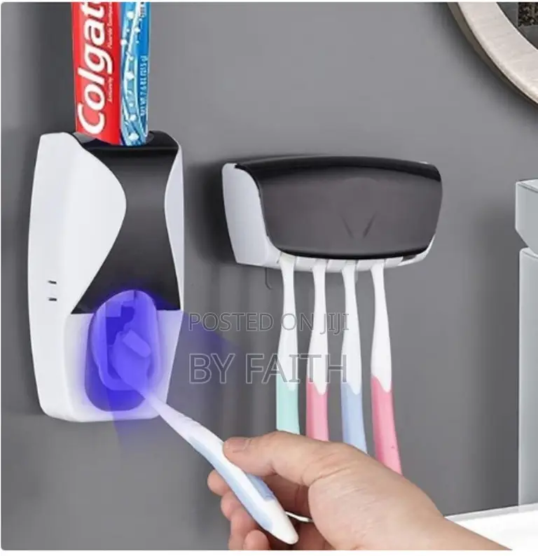 Toothbrush Holder Toothpaste Dispenser Wall Mount