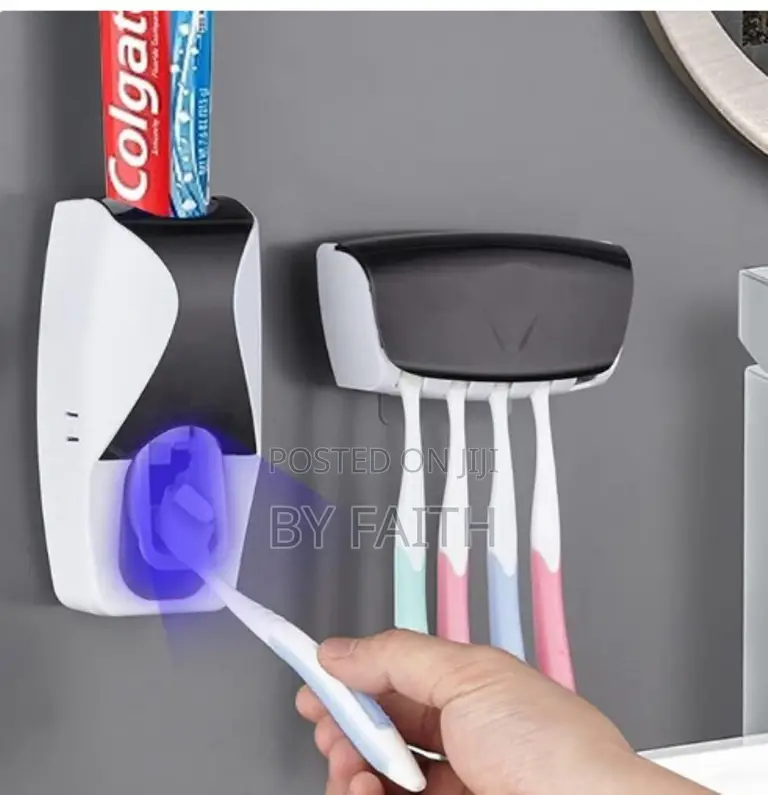 Toothbrush Holder Toothpaste Dispenser Wall Mount