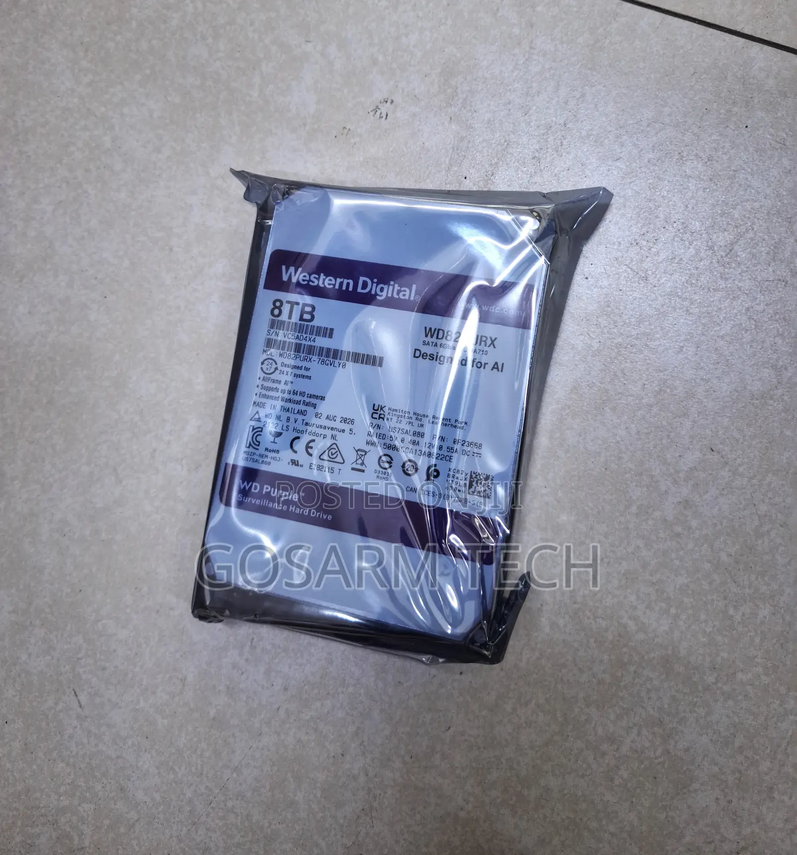Western Digital WD Purple 8TB HDD for CCTV Cameras