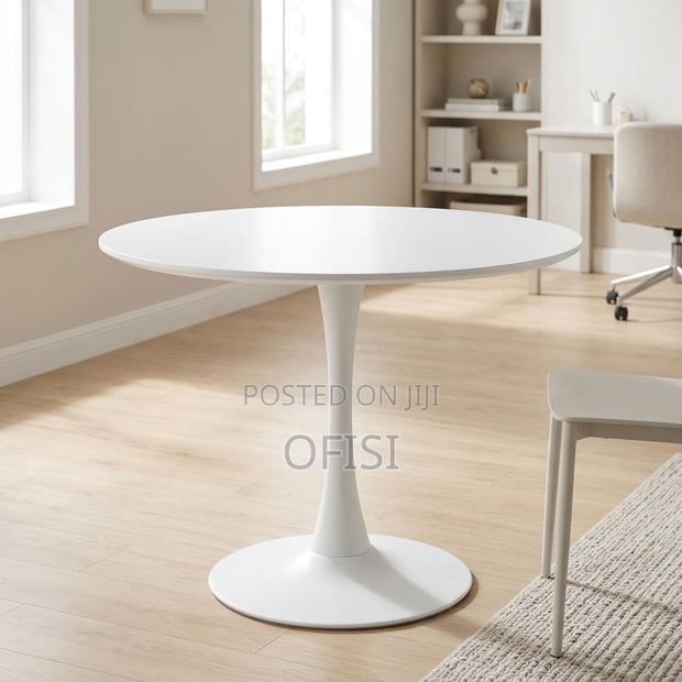Dining Table; White Round Table for Dining Room - main view