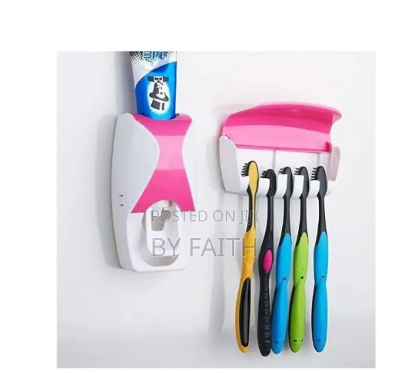 Simple Toothpaste Dispenser+5pcs Toothbrush Holder