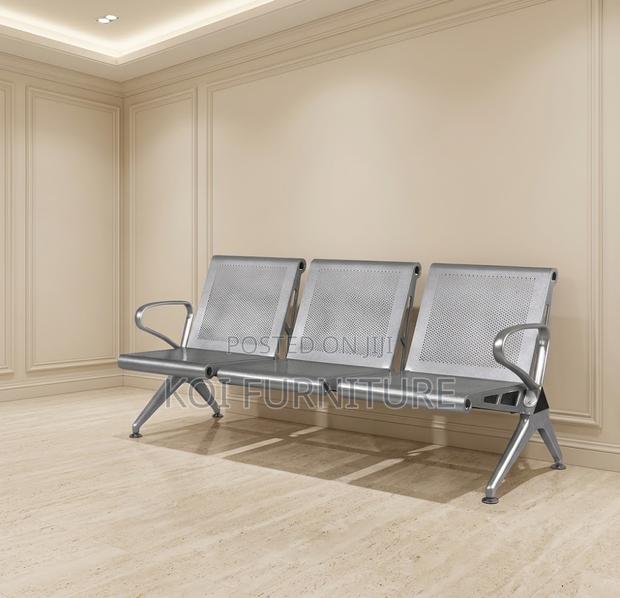 Office Bench; Three Seater Metallic Armed Reception Bench - main view