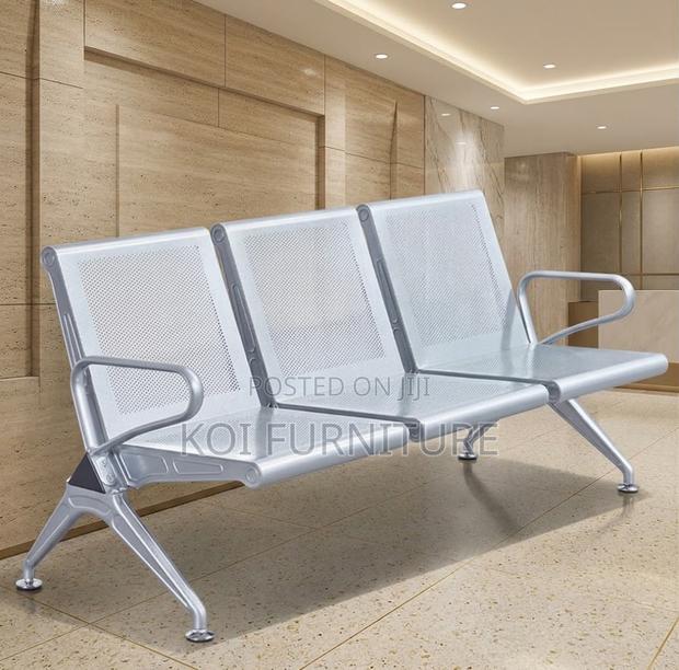 Office Bench; Three Seater Metallic Armed Reception Bench - thumbnail 5