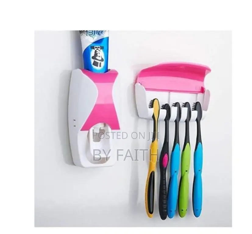 Simple Toothpaste Dispenser+5pcs Toothbrush Holder