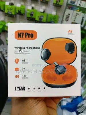 N7 Pro Noise Cancelling Tiny Magnetic Wireless Microphone - Black