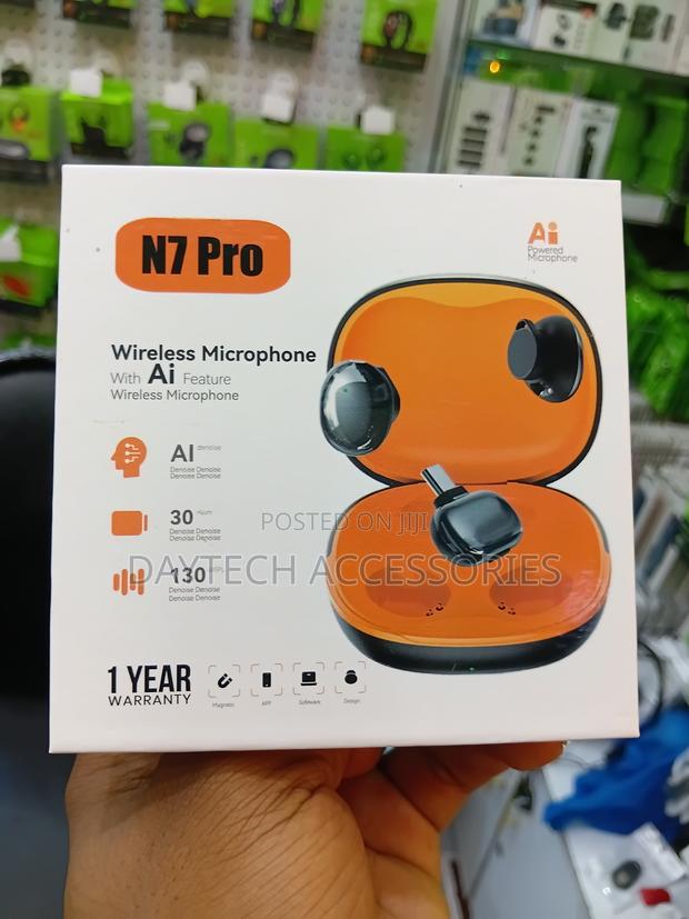 N7 Pro Noise Cancelling Tiny Magnetic Wireless Microphone - Black - thumbnail 3