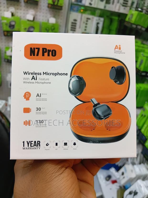 N7 Pro Noise Cancelling Tiny Magnetic Wireless Microphone - Black - thumbnail 2