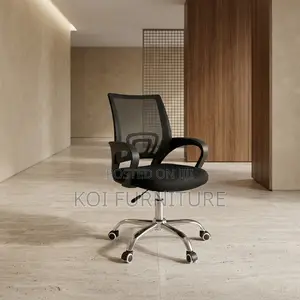 Office Chair; Black Fabric Ergonomic Mesh Clerical Seat