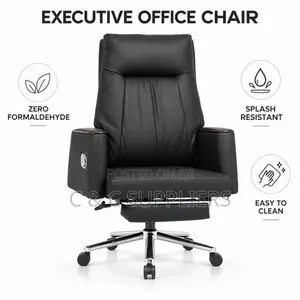 Executive Black Leather Seat With Footrest