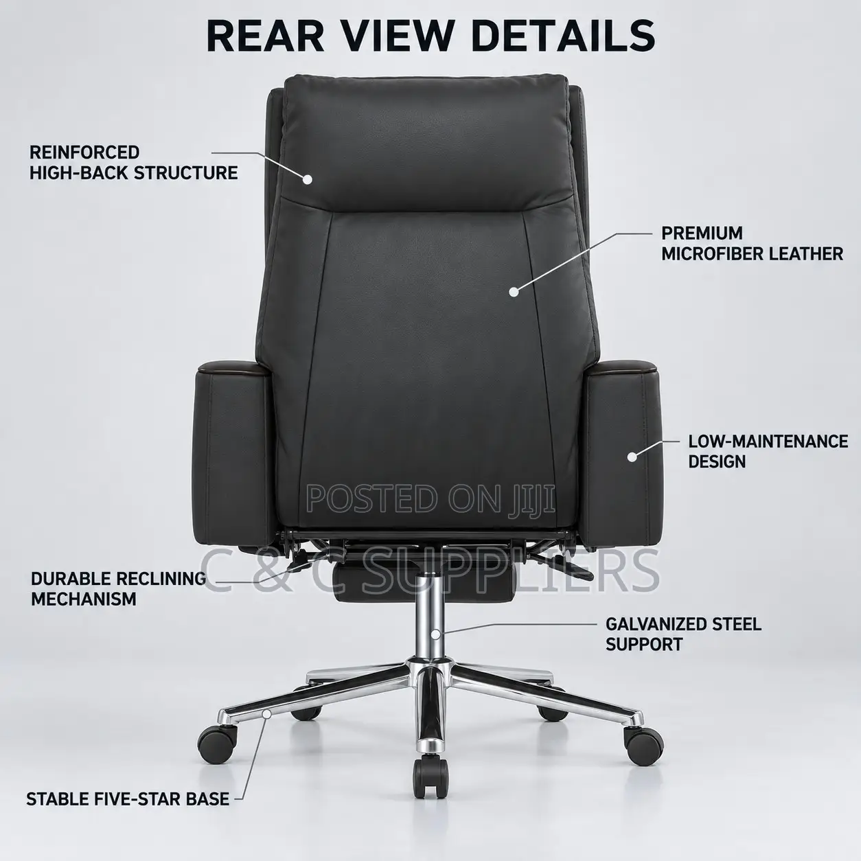 Executive Black Leather Seat With Footrest