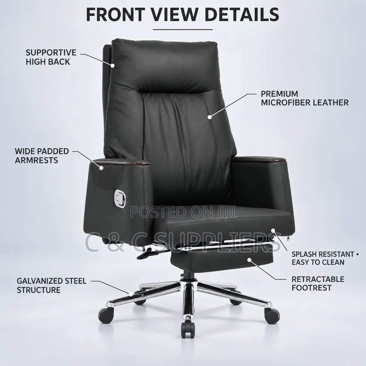 Executive Black Leather Seat With Footrest